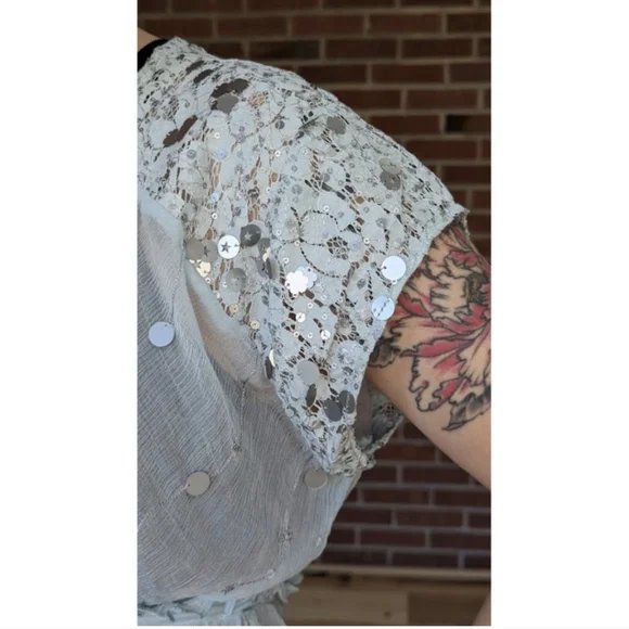 Free People Make A Splash Embellished Maxi Top / Mermaid Combo - Picture 7 of 12